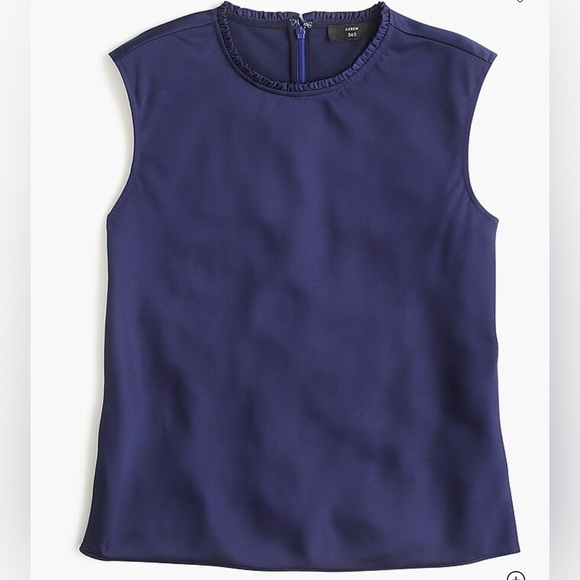J Crew Sleeveless Ruffle-neck shell in satin-crepe Size XXS - Picture 1 of 11